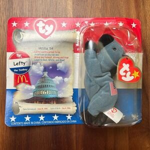 McDonald's NIP Vintage Lefty The Donkey Democrat Collectors Beanie Baby Election